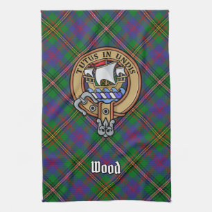 Clan Wood Crest boven Tartan Theedoek