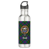 Clan Wood Crest boven Tartan Waterfles (Voorkant)