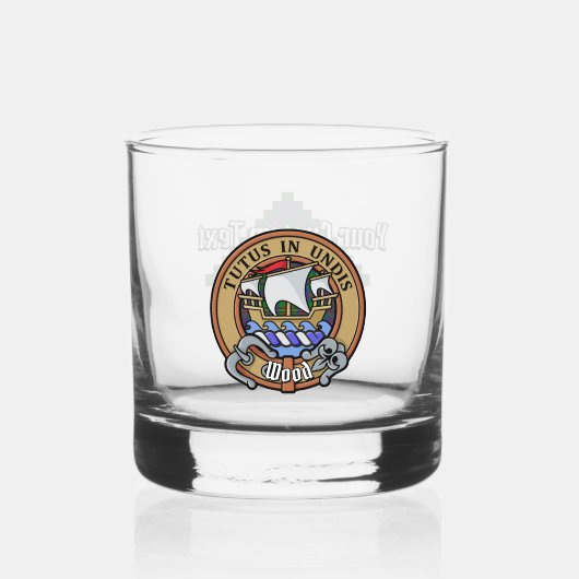 Clan Wood Crest boven Tartan Whisky Glas (Voorkant)