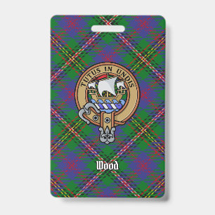 Clan Wood Crest over tartan Badge