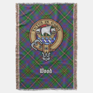Clan Wood Crest over tartan Deken