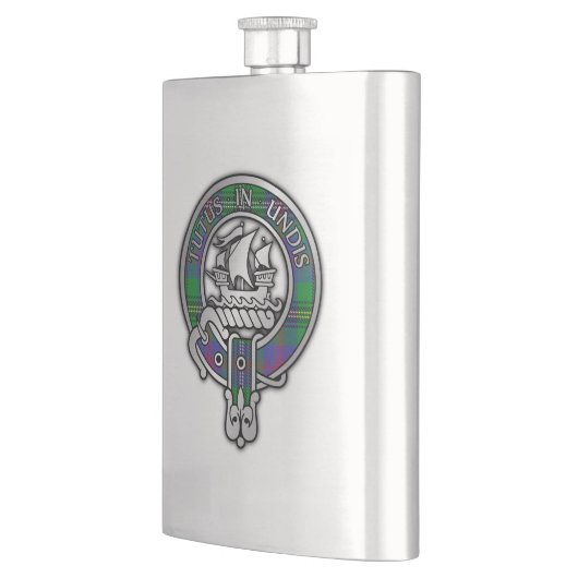 Clan Wood Crest & Tartan Flask Flacon (Links)