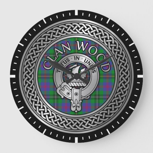 Clan Wood Crest & Tartan Knot Grote Klok (Voorkant)