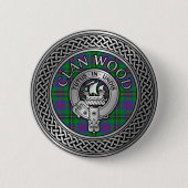 Clan Wood Crest & Tartan Knot Ronde Button 5,7 Cm (Voorkant)