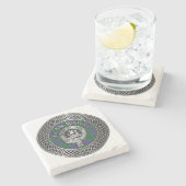 Clan Wood Crest & Tartan Knot Stenen Onderzetter (Zijkant)