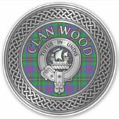 Clan Wood Crest & Tartan Knot Sticker (Voorkant)