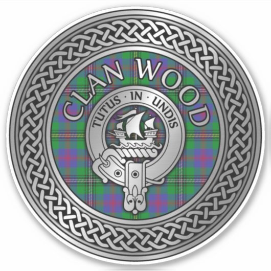 Clan Wood Crest & Tartan Knot Sticker (Voorkant)