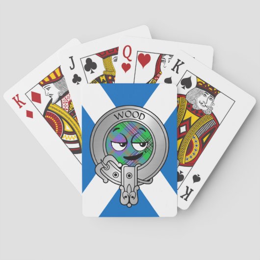 Clan Wood Crest & Tartan op Saltire Pokerkaarten (Achterkant)