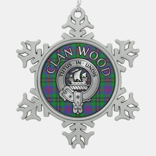 Clan Wood Crest & Tartan Tin Sneeuwvlok Ornament (Voorkant)
