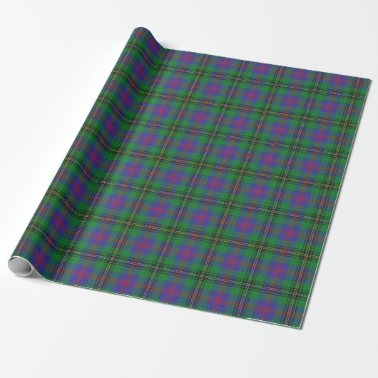 Clan Wood Green en Blue Scottish Tartan Cadeaupapier (Uitgerold)