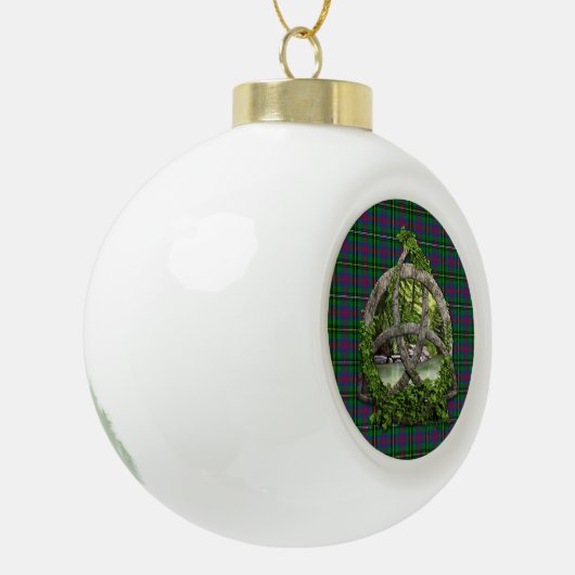 Clan Wood Tartan Celtic Trinity Keramische Bal Ornament (Links)