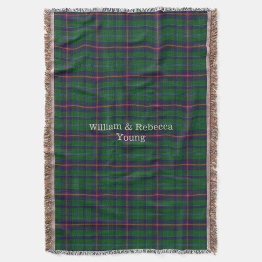 Clan Young Tartan Pset Custom Throw Blanket Deken (Voorkant Verticaal)