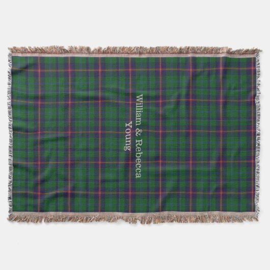 Clan Young Tartan Pset Custom Throw Blanket Deken (Voorkant)