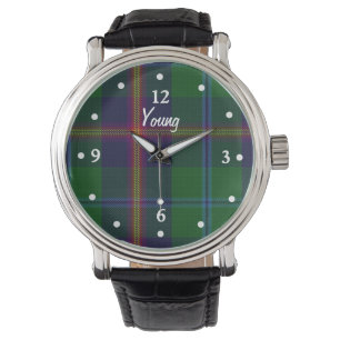 Clan Young Tartan Pset Faced Custom Watch Horloge
