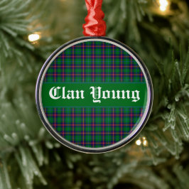 Clan Young Tartan Pset op persoonlijke titel Metalen Ornament
