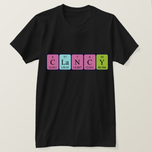 Clancy periodiek lijstnaam shirt (Design voorkant)
