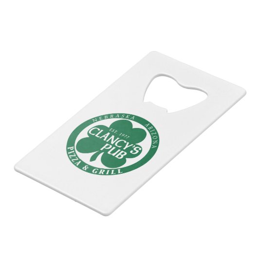 Clancy's Merch Creditkaart Flessenopener (Voorkant Gekanteld)