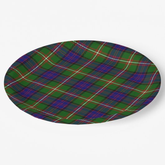 Clanranald tartan blauw groen papieren bordje (Gekanteld)