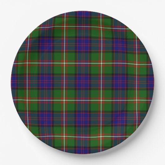 Clanranald tartan blauw groen papieren bordje (Voorkant)