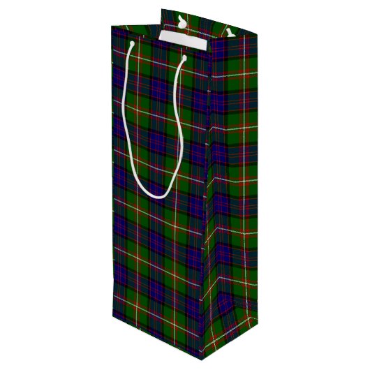 Clanranald tartan blauw groen wijn cadeautas (Achterkant Gekanteld)