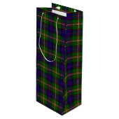 Clanranald tartan blauw groen wijn cadeautas (Voorkant Gekanteld)