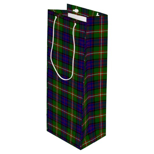 Clanranald tartan blauw groen wijn cadeautas (Voorkant Gekanteld)