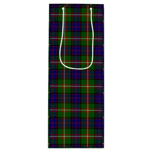 Clanranald tartan blauw groen wijn cadeautas (Voorkant)