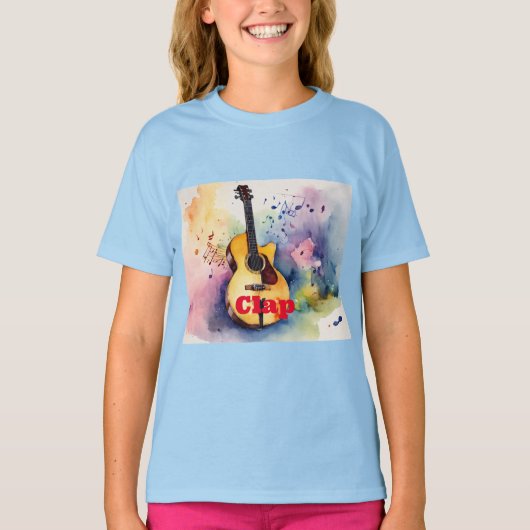 "Clap 'n' Strum: Lichtblauw Kinderen T-shirt" T-shirt (Voorkant)