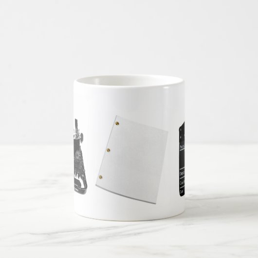 Clapboard, FADE IN, manuscript Koffiemok (Center)