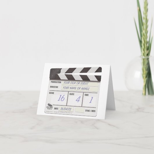 CLAPPER BOARD notitiekaart - voeg uw eigen tekst t (Voorkant)