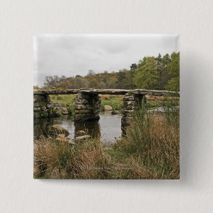 Clapper Bridge in het Nationaal Park Dartmoor Vierkante Button 5,1 Cm