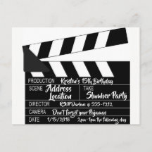 Clapperboard Briefkaart Persoonlijke uitnodiging