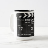 CLAPPERBOARD CLASSIC mok met jouw tekst (Voorkant links)