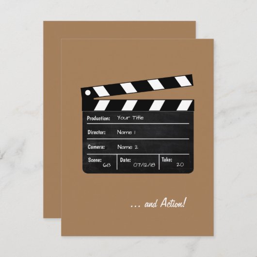 Clapperboard met aanpasbare tekst kaart (Voorkant / Achterkant)