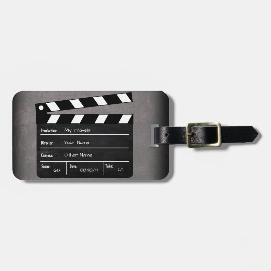 Clapperboard met Jouw tekst! Bagagelabel (Voorkant horizontaal)