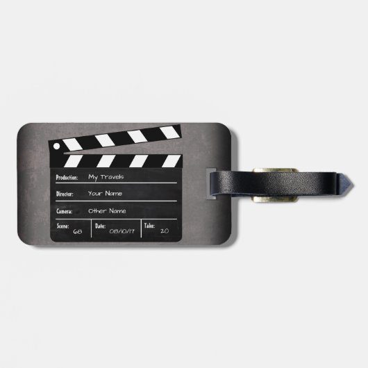 Clapperboard met Jouw tekst! Bagagelabel (Achterkant horizontaal)