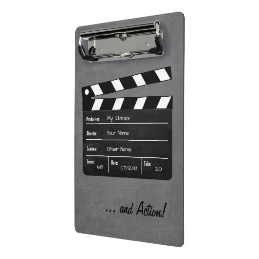 Clapperboard met Jouw tekst! Mini Klembord (Angled2)
