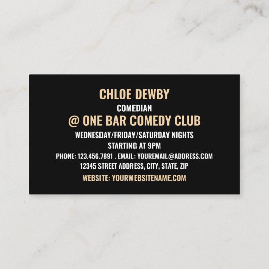 Clapping Hands, Comedian, Comedy Club Visitekaartje (Achterkant)