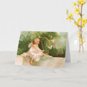 Clapsaddle: Angel die Harp speelt Kaart (Gele Bloem)