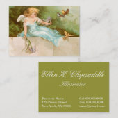 Clapsaddle: Angel die speelt met vogels Visitekaartje (Voorkant / Achterkant)