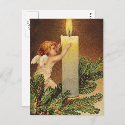 Clapsaddle: Angel op Fir Twig Briefkaart (Voorkant / Achterkant)