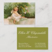 Clapsaddle: Angel Pplay Harp Visitekaartje (Voorkant / Achterkant)
