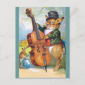 Clapsaddle: Bunny met Cello Briefkaart (Voorkant)