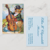 Clapsaddle: Bunny met Cello Visitekaartje (Voorkant / Achterkant)