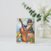 Clapsaddle: Bunny met Cello Visitekaartje (Staand voorkant)