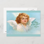 Clapsaddle: charmant nieuwjaar engel feestdagenkaart (Voorkant / Achterkant)