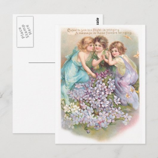 Clapsaddle: Charming Fairies Briefkaart (Voorkant / Achterkant)