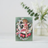 Clapsaddle: Cherub op een Sickle Moon 1 Visitekaartje (Staand voorkant)