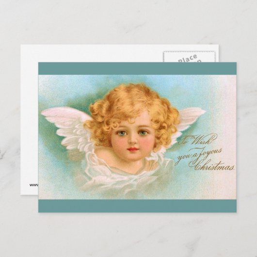 Clapsaddle: De charmante Engel van Kerstmis Feestdagenkaart (Voorkant / Achterkant)