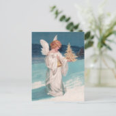 Clapsaddle: De Engel van Kerstmis met Klok Feestdagenkaart (Staand voorkant)